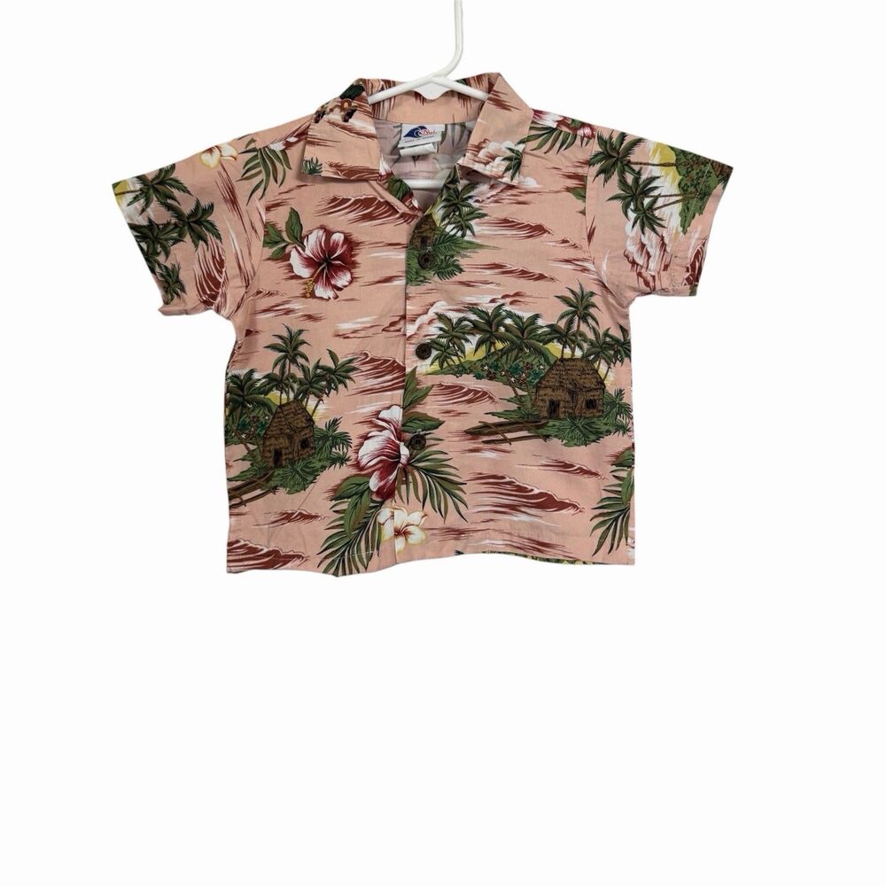 Nui Nalu Kids Unisex Sz 2 Hawaiian Shirt Button Down Made In Hawaii Vintage